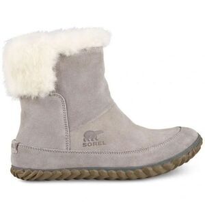 Sorel Women's Out N About Bootie Gray Suede Shearling Ankle Winter Cozy Sz 9.5